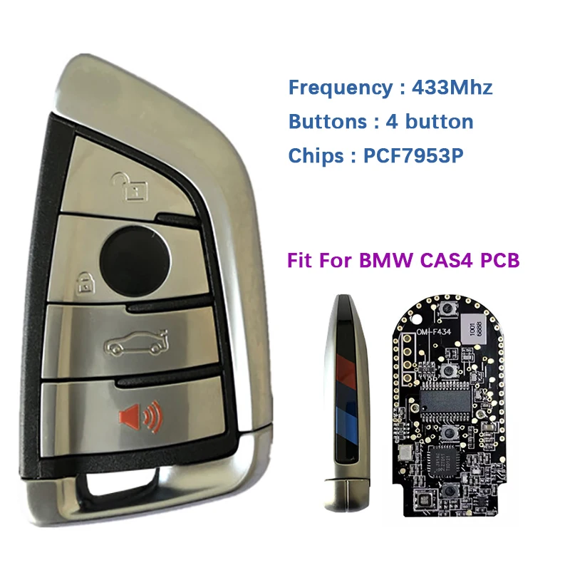 

CN006082 Aftermarket 4 Button For B-MW CAS4 FEM Smart Key 434Mhz PCF7953P Chip Black PCB Silver Shell For Korean Market