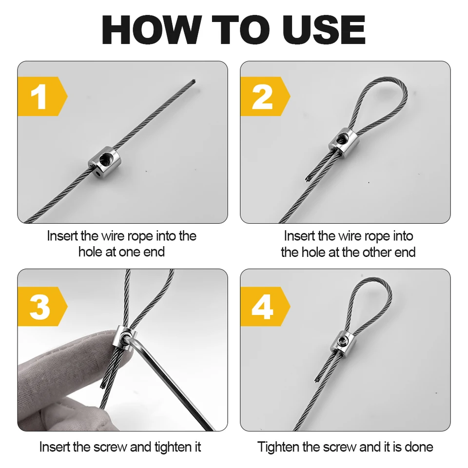 WANGSHAOWEI Morsetti Per Fune Morsetto A Vite For Fune Metallica For Viti Da 3/4/5 - Foto 2