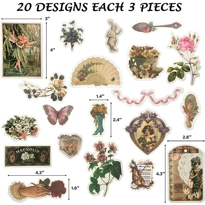 120PCS Vintage Scrapbooking Stickers Pack DIY Antique