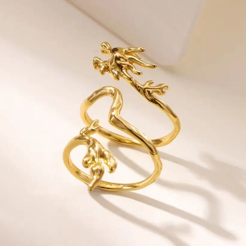 Dragon Rings Stainless Steel Punk Opening Adjustable For Women