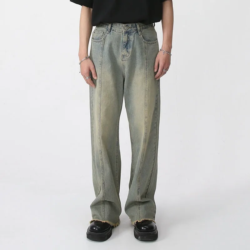 

Men's Wear Spring New Denim Trousers Ground Straight Pants Fashion American High Street 2023 Wide Leg Jeans Vintage