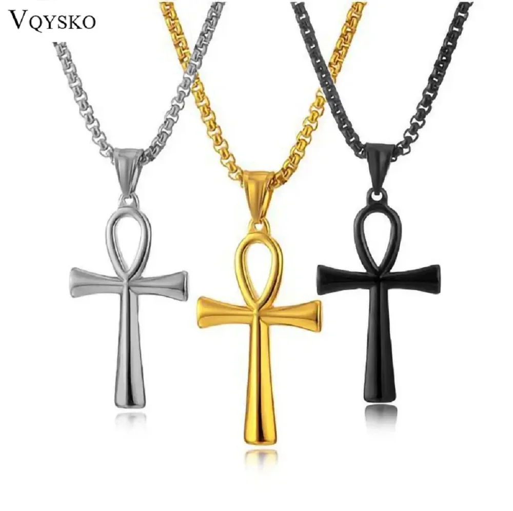 Vqysko Croce Della Vita Eterna Collana Ankh Egiziana Vampiro Gioielli Goth In Acciaio Inossidabile Risultati Di Fascino Sciolti