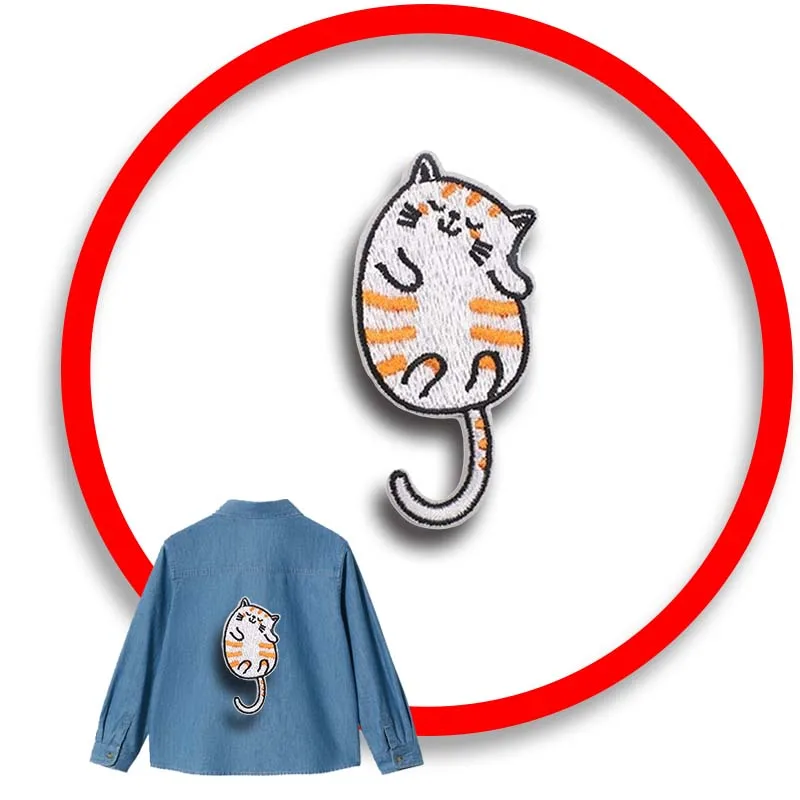 

1pcs Patch Stickers Iron On Patches for Clothing Sewing Cat Love Embroidery Fusible Applique Badge Bag Decoration Stripes