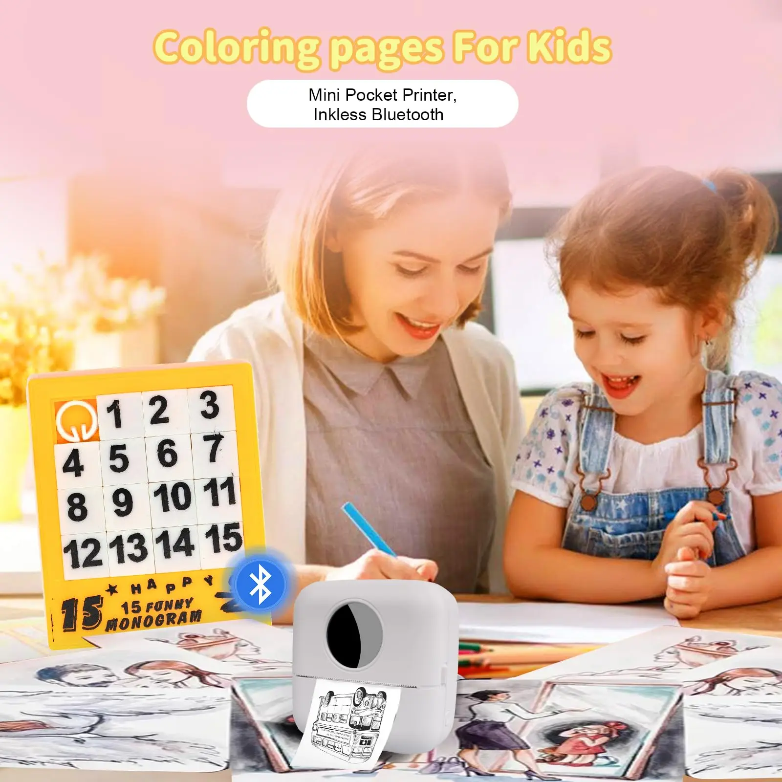 [Mini Portable Printer] Mini Portable Thermal Printer | 13 Rolls | Print Pictures, Photos, Labels, Text, To-Do Lists | 57*25mm