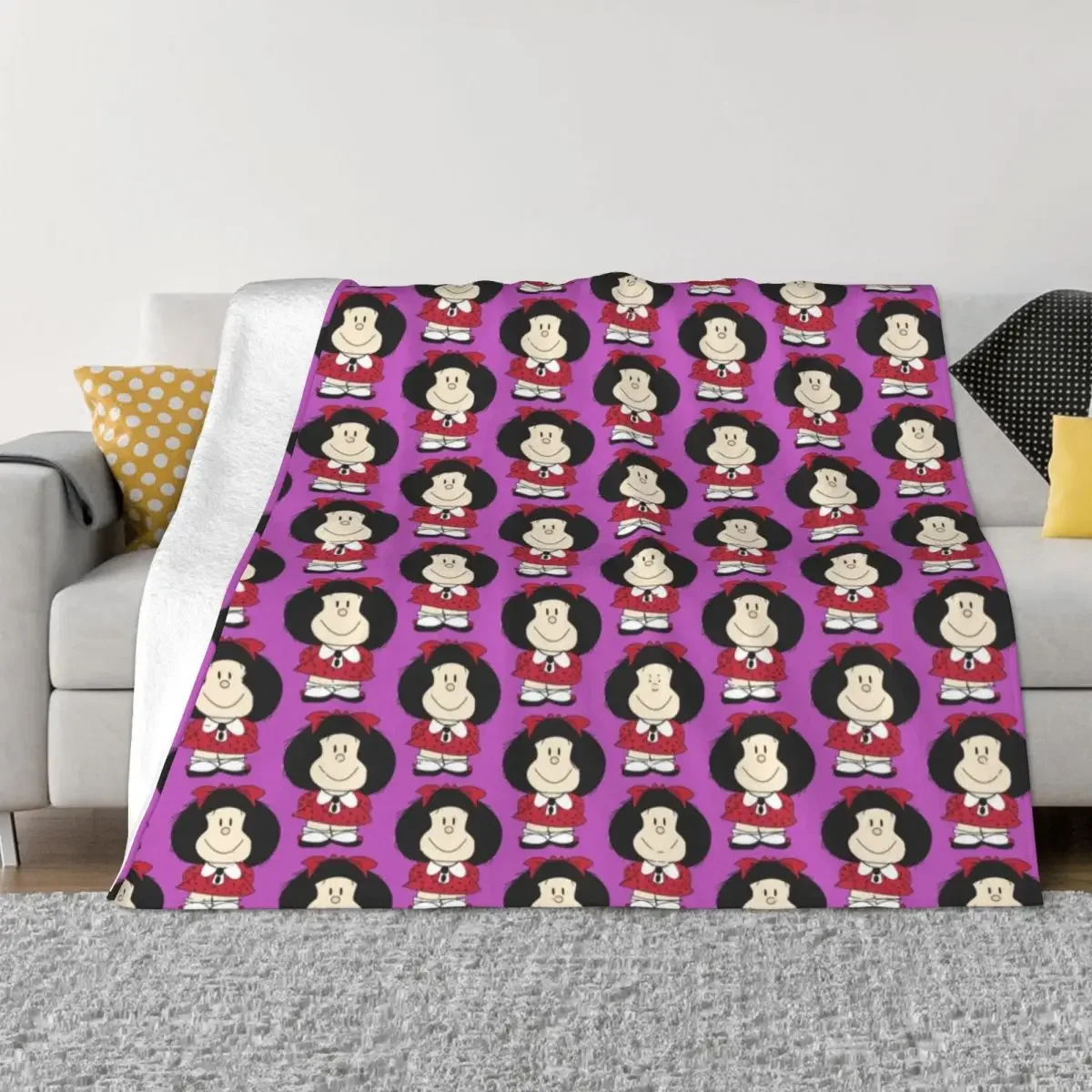 

Фланелевое Одеяло Happy Mafalda, многофункциональное теплое покрывало с милым мультяшным рисунком для дивана, офиса, плюшевое тонкое покрывало, весна-осень