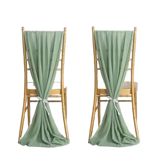 2pcs green Wedding Chiffon Chair Sashes Aisle 30X300CM Romantic Tulle for Wedding Decor Bridal Shower Baby Shower Birthday Party