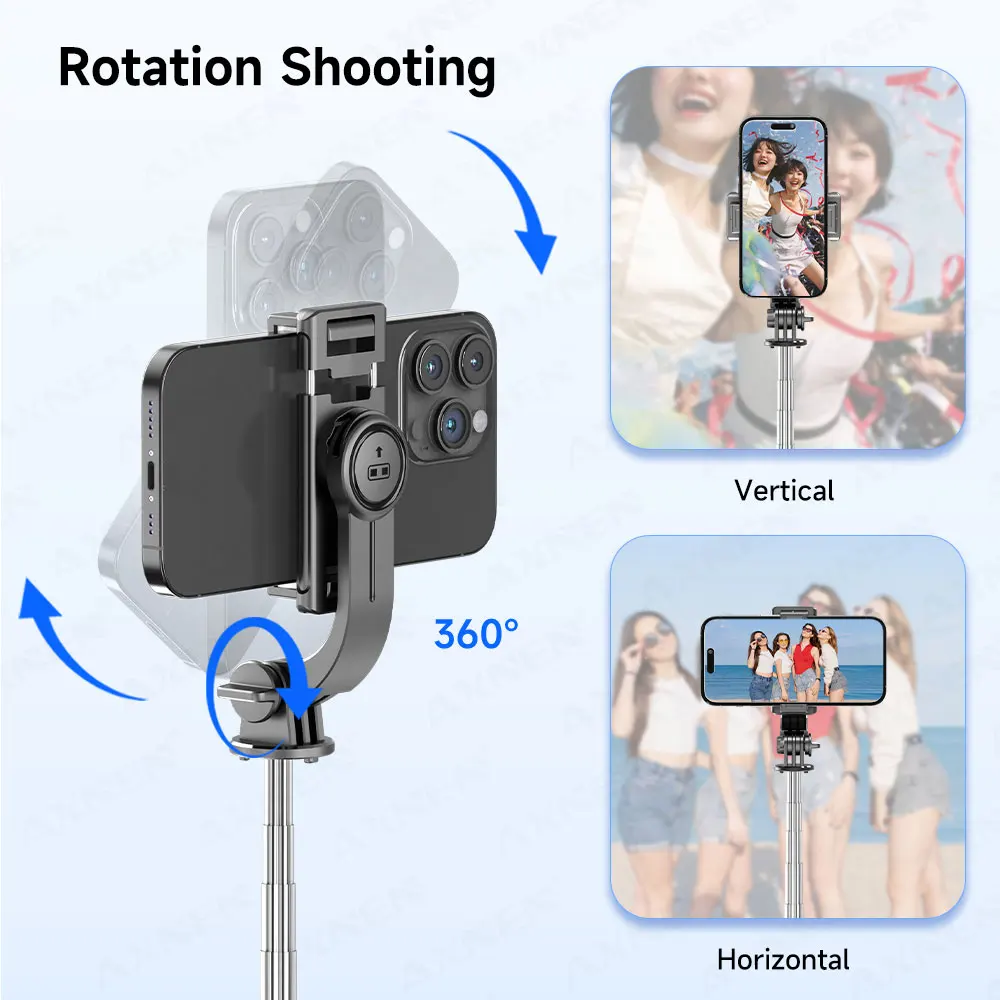 Treppiede Selfie Stick 360° Con Telecomando Bluetooth LED, Universale Per IPhone E Android