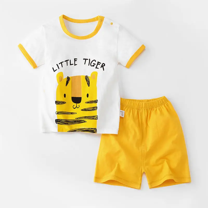

ZWF1828 Toddler Boys Girls Clothes Kids Summer Set 2 3 Years Sets Short Sleeve Cotton Children Clothing Boy Outfit Printed