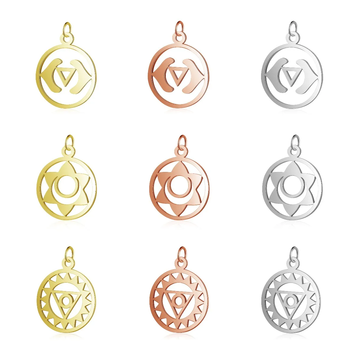 

Pandahall 5pcs Flat Round Stainless Steel Pendants With Jump Rings Laser Cut Metal Charms For Necklace Bracelet Jewelry Making