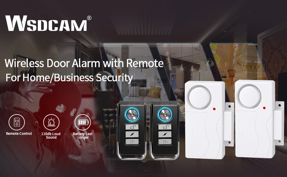 WSDCAM Wireless Doorbell Waterproof 300M Remote LED Flash Security Alarm Outdoor House Welcome Bell Smart Home Door Bell Chime