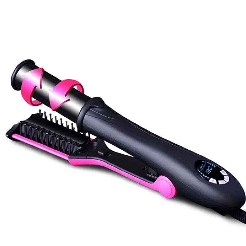 Short Hair Curling Iron Straight Hair Comb Rotating Hair Brush Curler Styler 2 In 1 Styling Tool Curling Iron With Brush