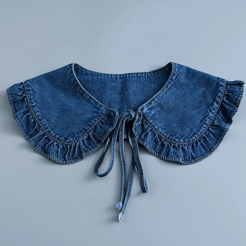 

Denim Fake False Collar Shawl For Women Casual Summer Dress Shoulder Wraps Small Cape Sweater Lapel Shirt Detachable Collar