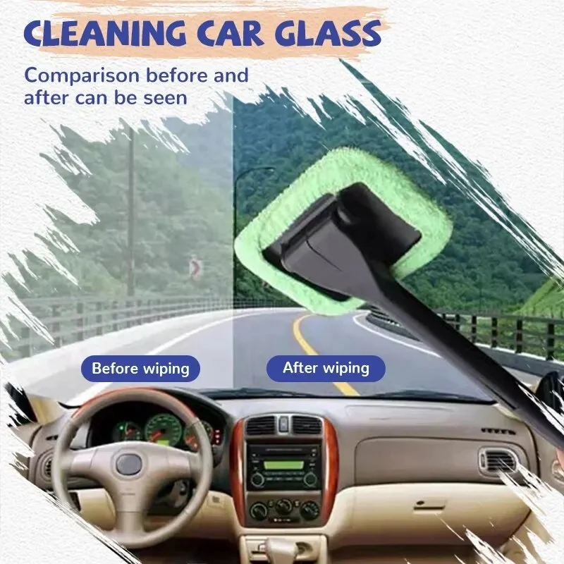 Car Window Cleaner Brush Kit Windshield Cleaning Wash Tool Inside Interior Auto Glass Wiper With Long Handle 5
