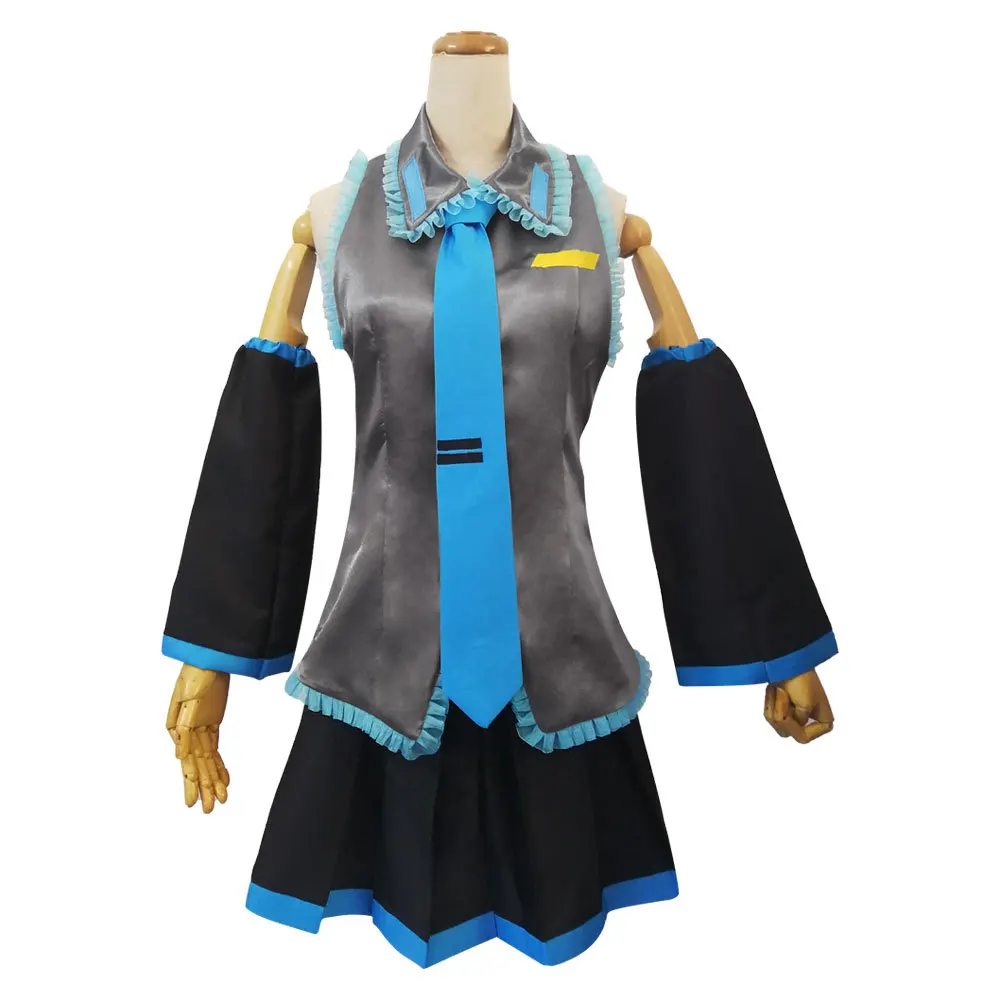 Disfraz de Cosplay Miku, conjunto completo de accesorios, peluca, zapatos, sombreros, atuendo de Halloween, Hatsune, Miku