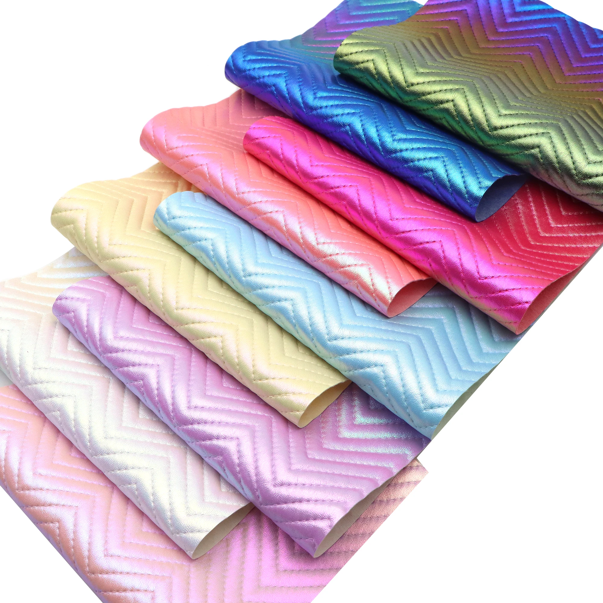 Bump Textured Faux Leather Sheets Geometry Chevron Embossed Synthetic Leather Fabric Plain Solid Color 1Pc for DIY leather fabric vinyl fabric vinyl sewing fabric