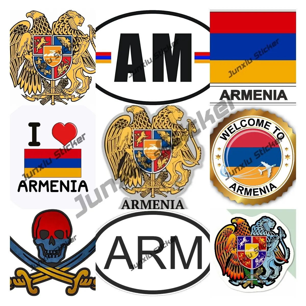 

Armenia Decals Armenian Coat of Arms Sticker Armenia Flag ARM AM Occlusion Scratch Vinyl Material Decals for Cars Laptop Camper