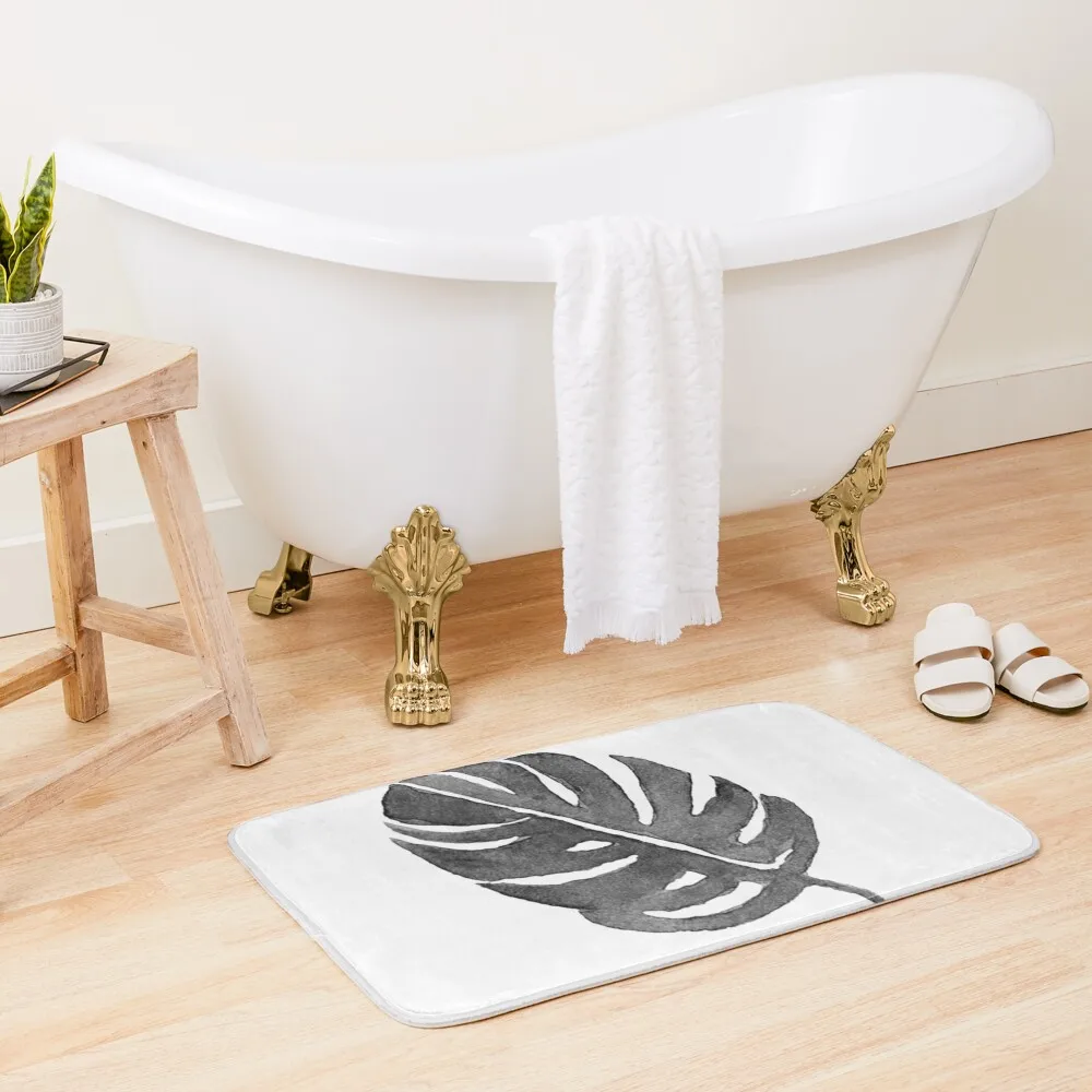 

Black And White Plant Artwork Bath Mat Showers Carpet Carpet Carpet Rug Foot Toilet Floor Mat