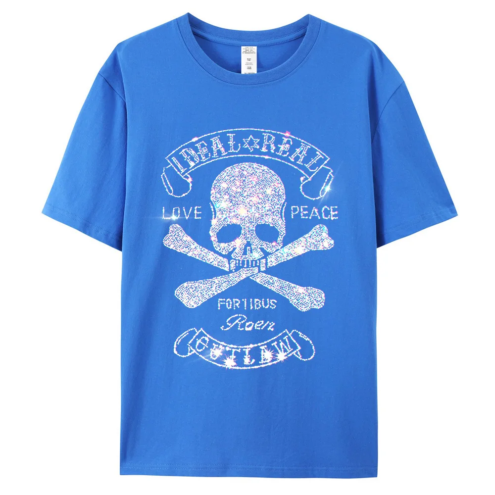 New Summer Women's Skulls Rhinestones T Shirt Hip Hop Rock