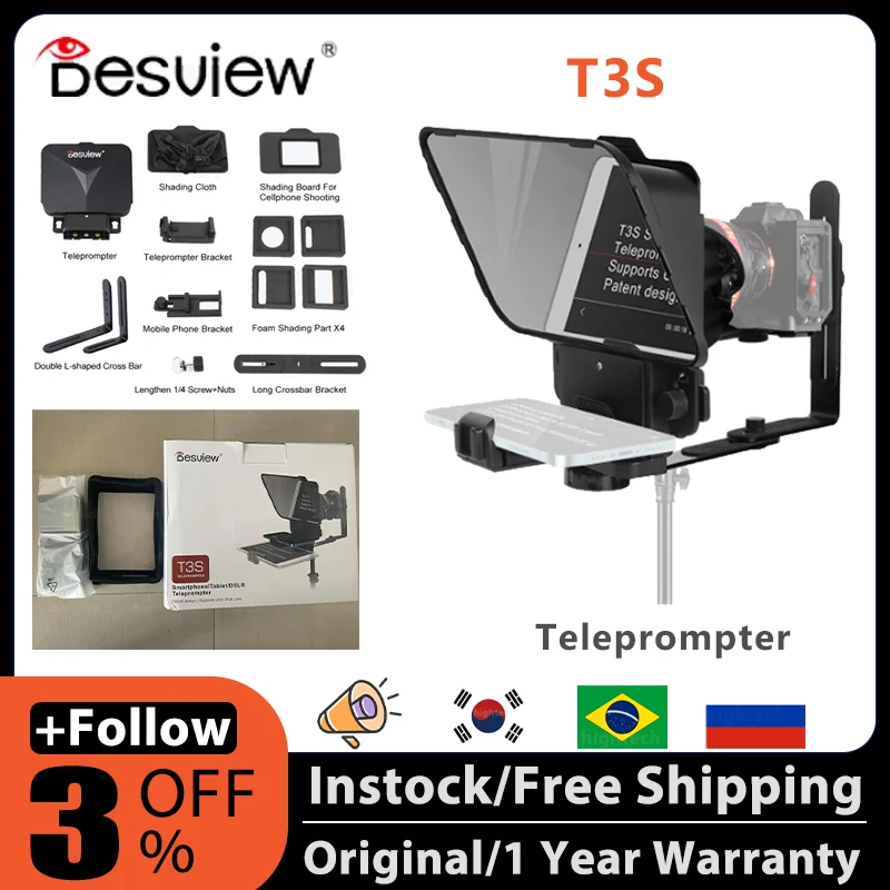Bestview T3S Universal Teleprompter for Smartphone Tablet Pp to 11.9
