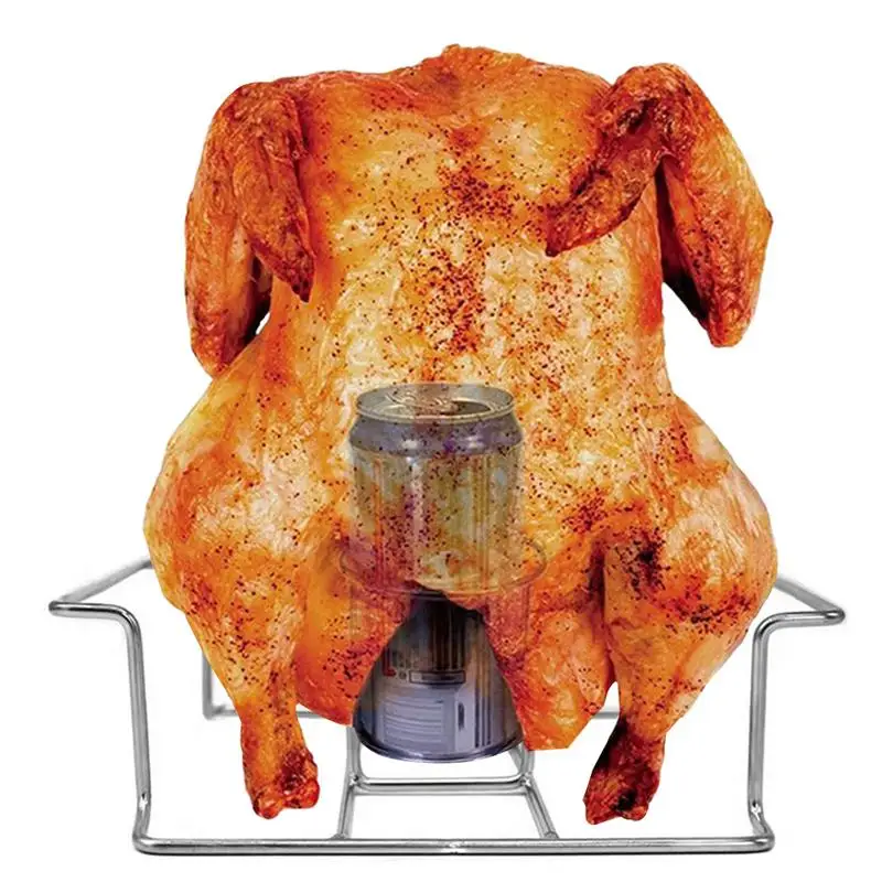

Beer Can Chicken Roaster Stand Stainless Steel Vertical Rack Foldable Beer Can Vertical Roaster Chicken Holder For Turkey Prime