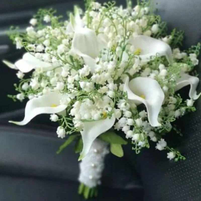 High-end simulation royal lily of the valley bouquet bride wedding calla flower bouquet Bridesmaid Bridal Party wedding bouquets,wedding flower decoration