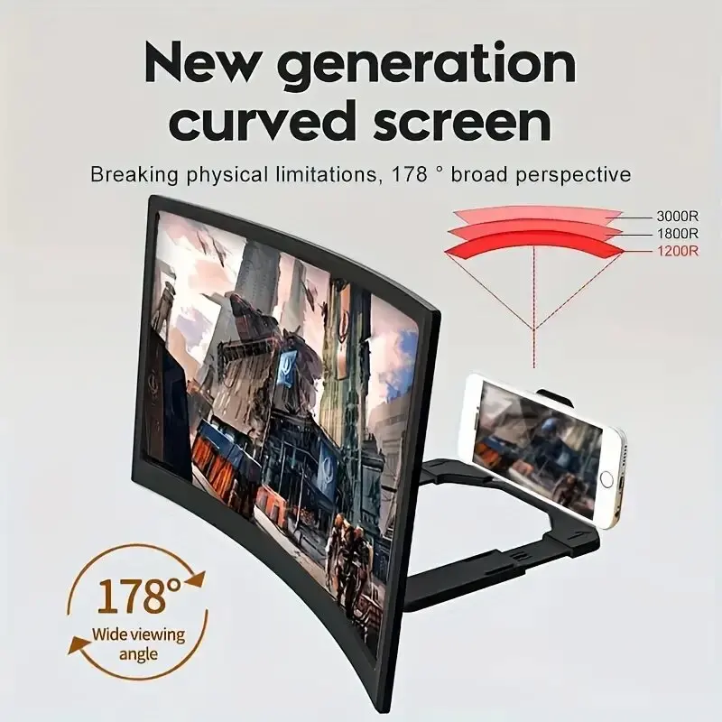 Desktop Lazy 3D HD Video Magnifier Stand iPhone 16 15 14 Pro Max Huawei Xiaomi Samsung ABS Mobile Phone Screen Amplifier phone screen amplifier