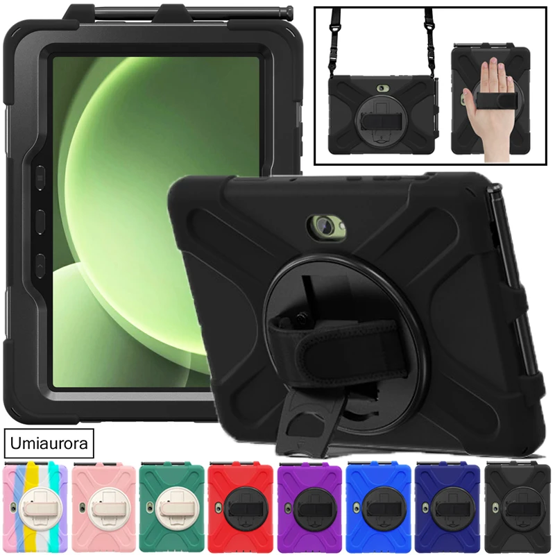 Shockproof Rugged Tablet Case with Hand and Shoulder Strap - Stand Feature Included
