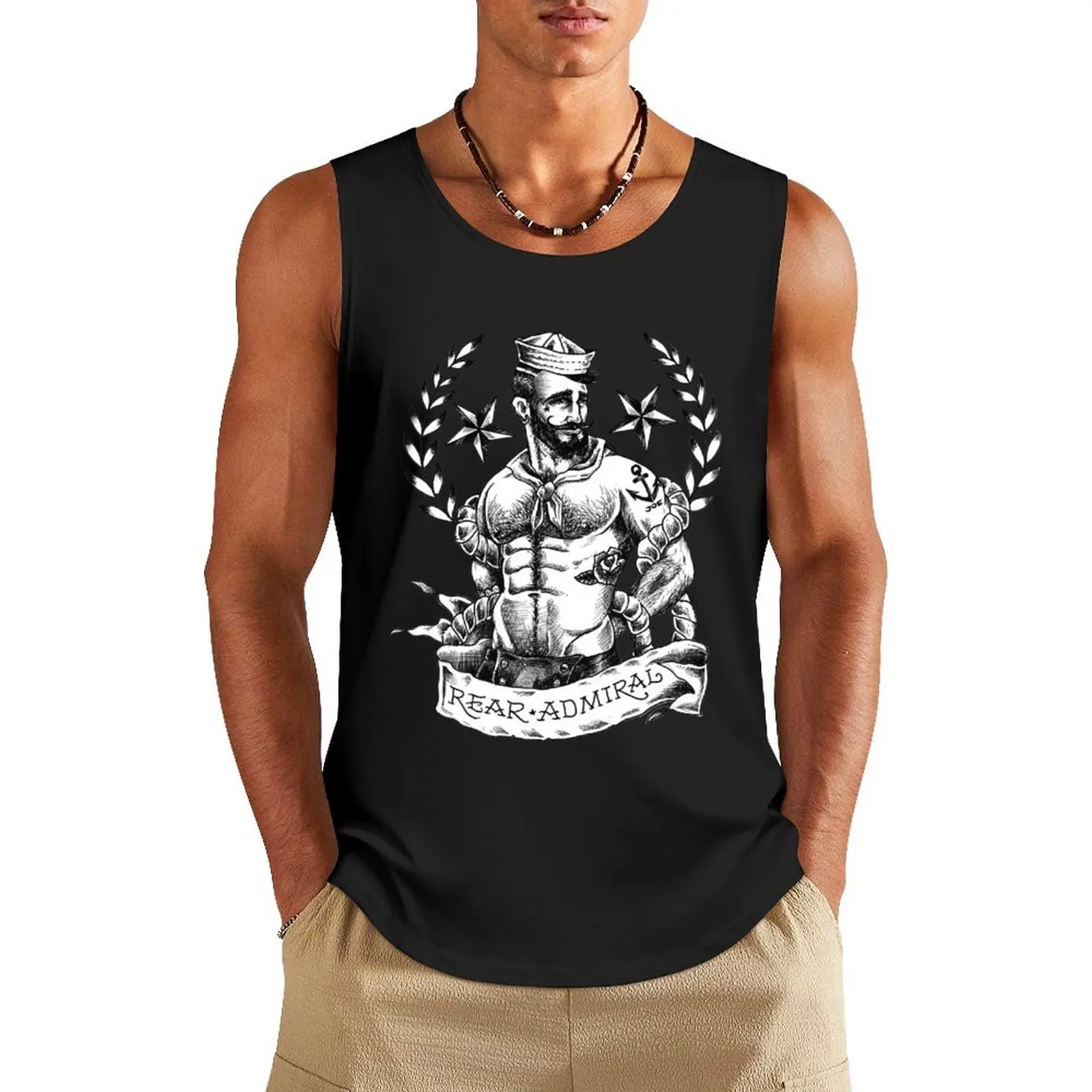 

Rear Admiral Tank Top fitness clothing for men Men's clothing sleeveless shirt man gym