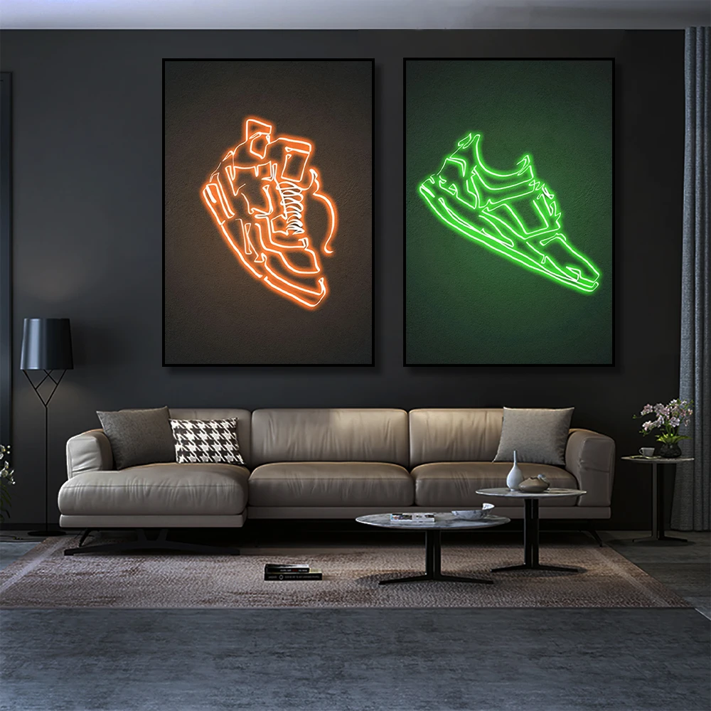 Graffiti Sneakers Wall Art Poster Neon Fashion Pop Mural Modern