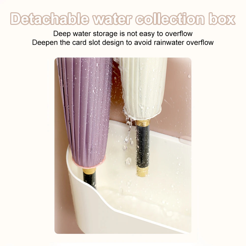 Wall-mounted Umbrella Holder Nail Free Fastener Style Adjustable Home Umbrella Storage Rack Long and Short Stand