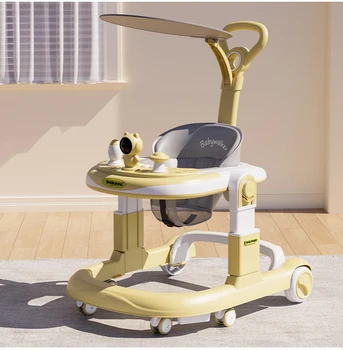 4-in-1 Baby Walker 6-18 Months Anti-Bowlegs Anti-Tip Multifunctional Toddler Walking Assistant Walkers 360° Swivel Silent Wheels 1