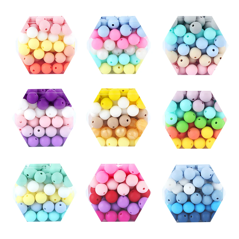20pcs 12mm Silicone Baby Beads Round Teether Teething Beads DIY Pacifier Chain Necklace Pendant Toys BPA Free Baby Accessories silicone teething beads
