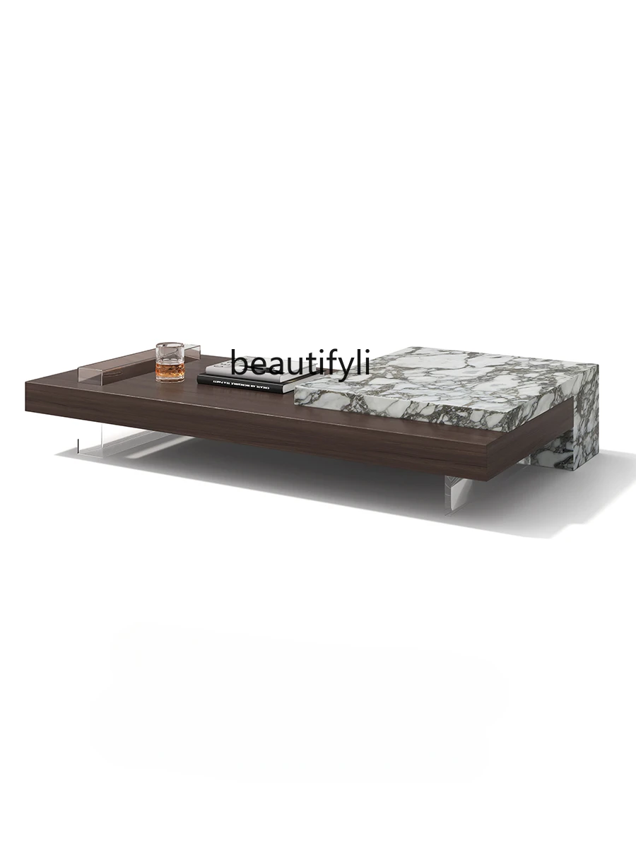 

Acrylic Natural Marble Coffee Table Small Apartment Living Room Home Italian Minimalist Designer Suspension Retractable