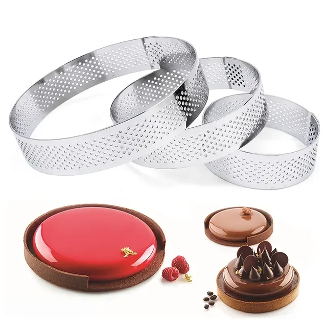 4Pcs/set 5-8cm Stainless Steel Tart Mold Ring Tartlet Cake Mousse Molds Cookies Pastry Circle Cutter Piercing Perforated New