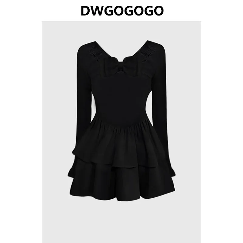 

Платье-миди с V-образным вырезом, длинным рукавом и бантом