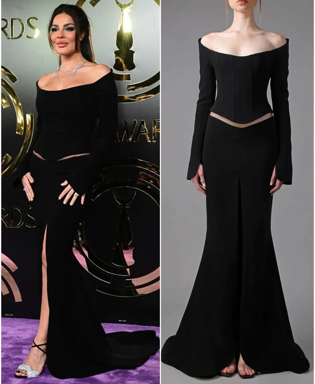 

Elegant Long Boat Neck Black Evening Dresses Sheath Crepe Side Slit Zipper Back Floor Length فساتين السهرة Prom Gowns for Women