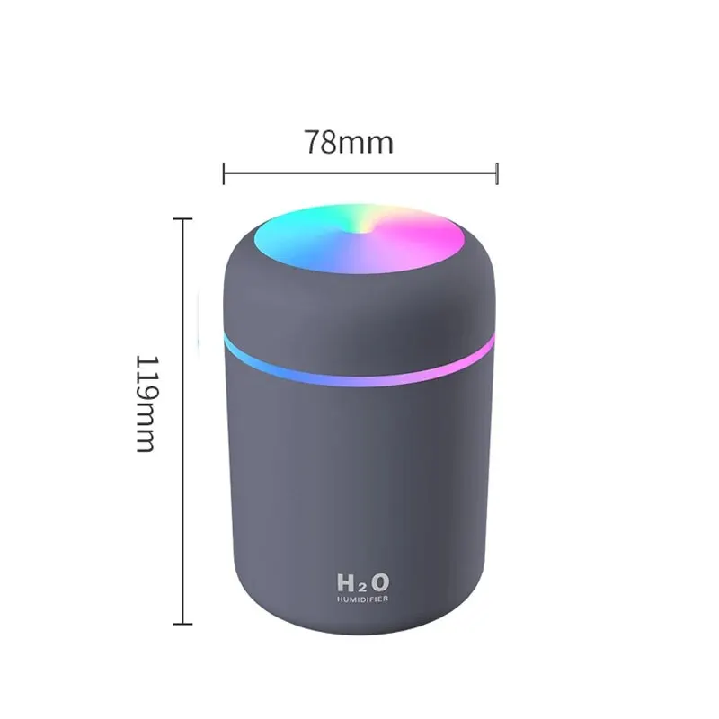 Air Humidifier 1PC 300ML Colorful Atmosphere Light Mute Humidification Mini Creative Cup Desktop Home Car