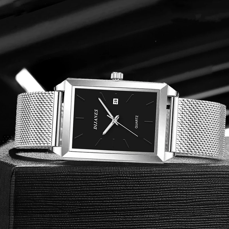 Minimalist Men Fashion Ultra Thin Watches Simple Men Business Stainless Steel Mesh Belt Quartz Watch Leisure Men Watch 5