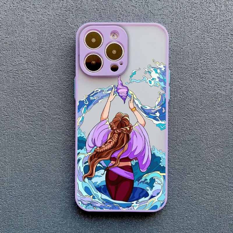 Moderne Art Flut Mädchen Muster lila Handy hülle für iPhone 11 12 13 14 Pro Max Mini 15 plus Pro Max XS XR X Rückseite – Detail 7