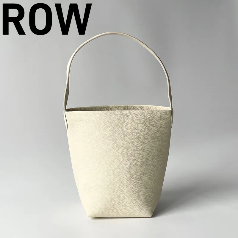 ROW 2024 Women's Genuine Leather Bucket Bag with Minimalist Top Quality Handheld Highest Version