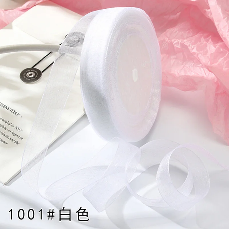 Ribbon Decoration Ribbon Supplies Wrapping Ribbon Christmas Ribbon Organza Ribbon 12/15/20/25/40/50mm White Transparent Organza Ribbons Gift Wrapping Decoration Christmas Ribbons Wedding Party Decoration 50yard