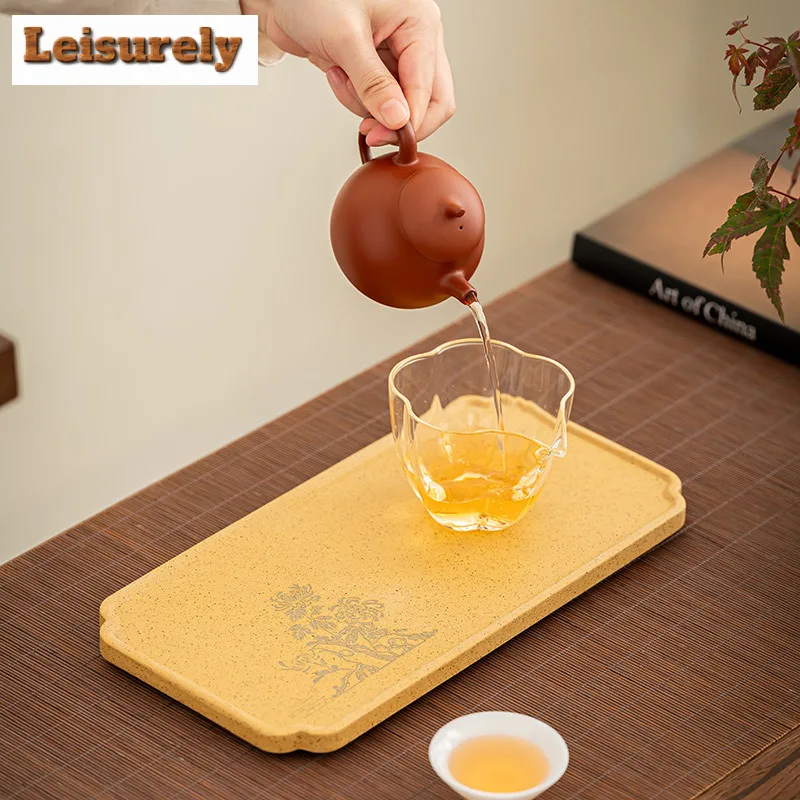 Purple Clay Raw Ore Section Mud Rectangle Tea Tray Snack Plate Coffee Storage Board Organizers Desk Dishes For Serving Tableware