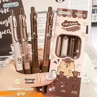 4Pcs Cute Cartoon Capybara Pressing Neutral Pen School Supplies Aesthetic Stationery Kawaii Gel Pens Quick Drying 0.5mm Pen 1