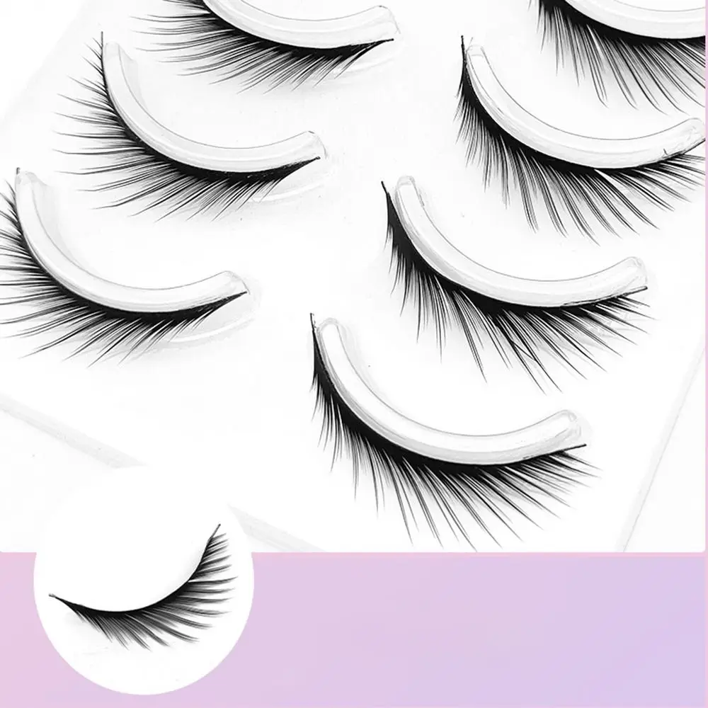 

5 Pairs Curl False Eyelashes Dense Charming One-piece Manga Lashes Extension Fluffy Winged Eyelashes Women