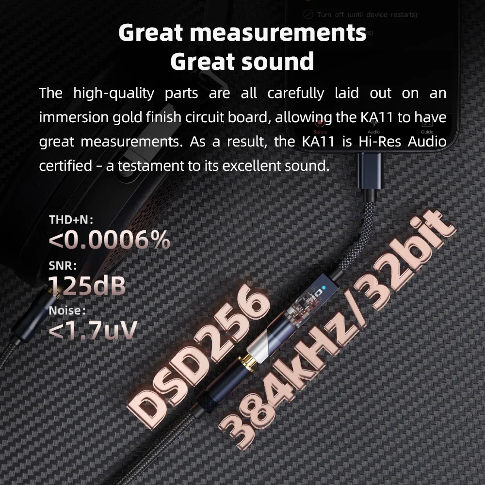 3.5mm Aux Adapter Portable Dac Amplifier Audio Amp Adapter FiiO JadeAudio KA11 USB C to 3.5mm Audio Adapter Dongle 32bit/384KHz Type C to 3.5mm HiFi DAC Amplifier For Android/iOS/Win