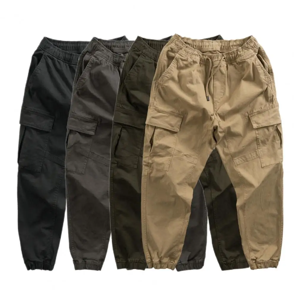 Good Lightweight Men Lace-up Overalls Outdoor Trendy Casual Pants Breathable Polyester Men Trousers for Daily Wear