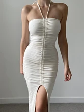 

Summer Maxi Bodycon Dress Women Sexy Party Dress 2022 New Arrivals Stretchy White Strapless Dress Celebrity Club Night Dresses