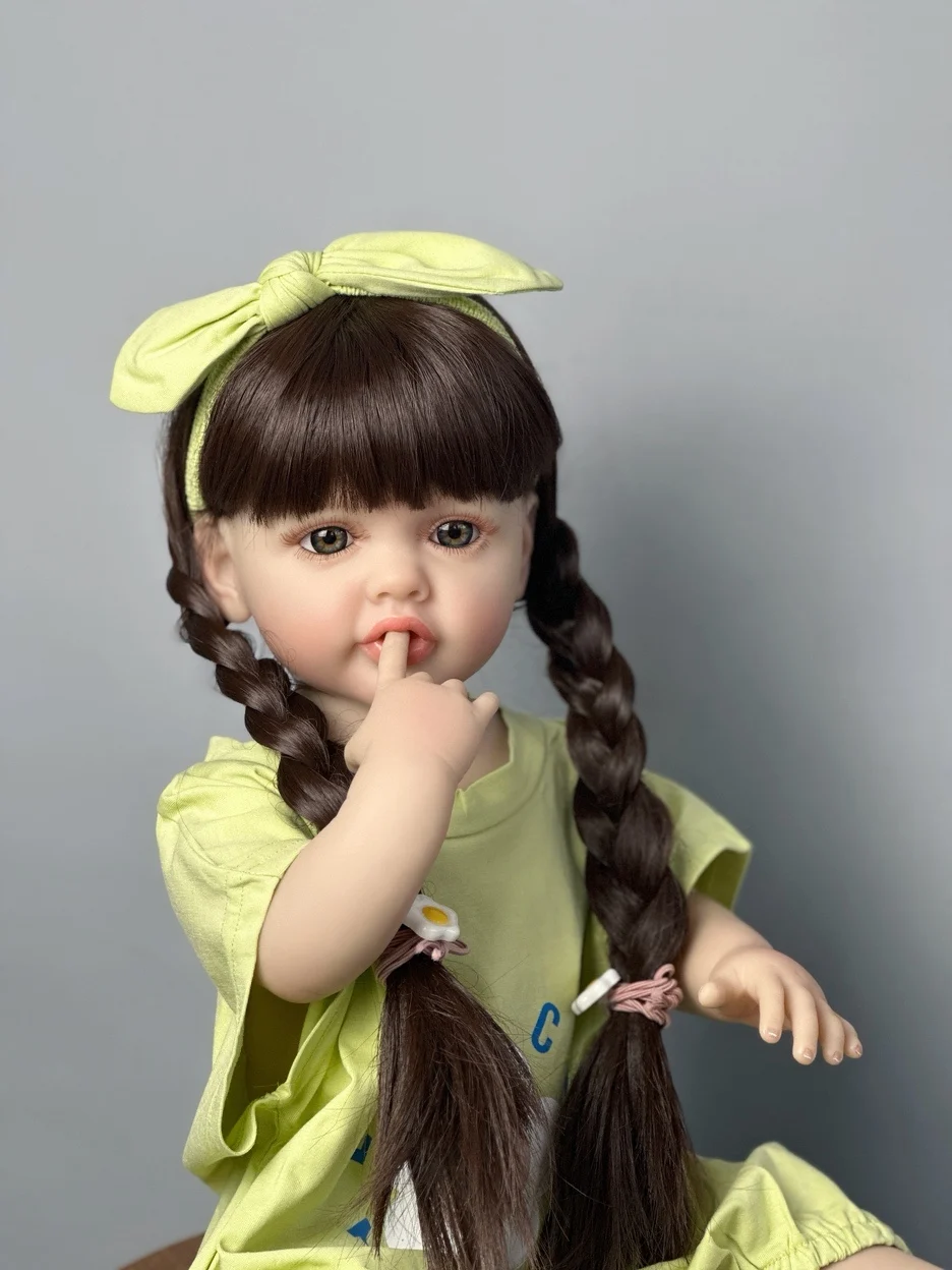 Realistic 55 CM 22 Inch Reborn Baby Lifelike Stand Girl Doll Full Soft Silicone Body Princess Toddler Bebe Birthday Gift 5