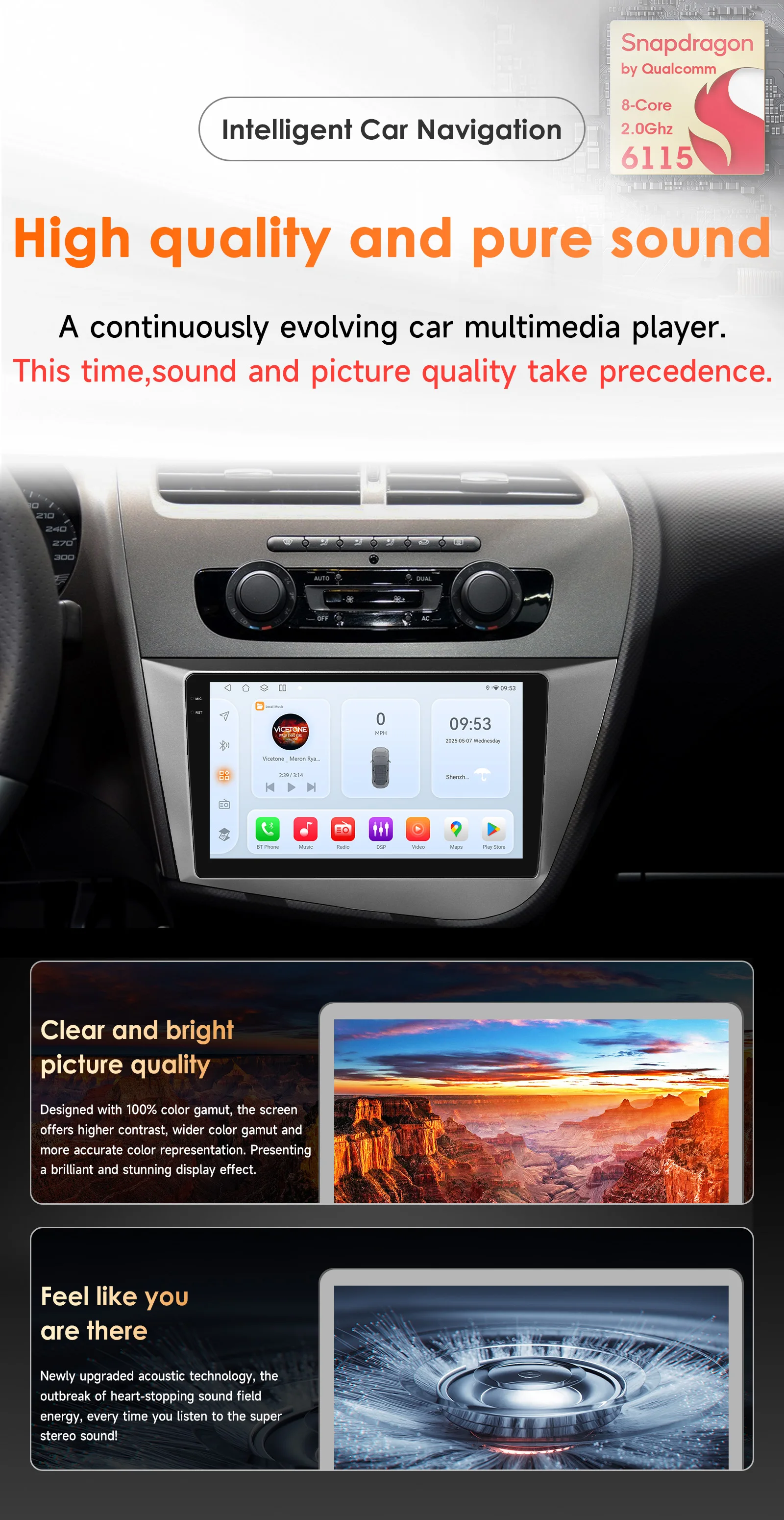 Hizpo 9 Zoll Carplay 4G AI Systeme Android 14 Autoradio Für Seat Leon 2 MK2 2005-2012 Multimedia Video Player GPS 2din Autoradio – Detail 5