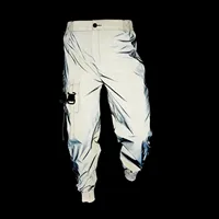 Holographic Reflective Rave Cargo Pants Streetwear Unique Men's Reflective Rave Bottoms Festival Fit 2
